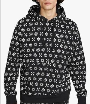 Nike Pinwheel Hoodie AOP Sz L All Over Print Sweatshirt Black & White Medium